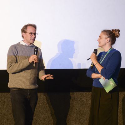 Thomas Möller ("Grüße vom Mars") und Lili Hartwig (Kuratorin Filmforum)