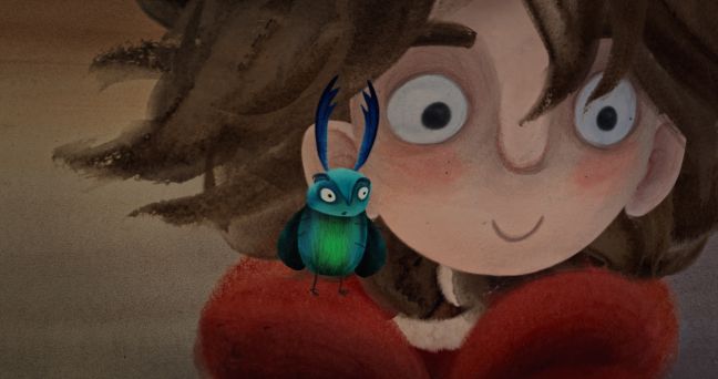Nora mit ihrem Lieblingskäfer Billy auf der Schulter