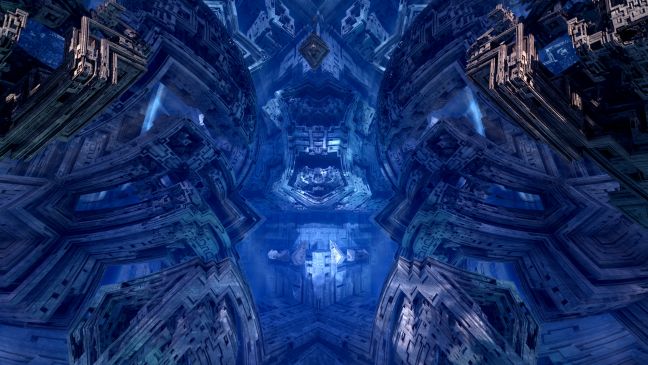 Verzerrter blauer Raum