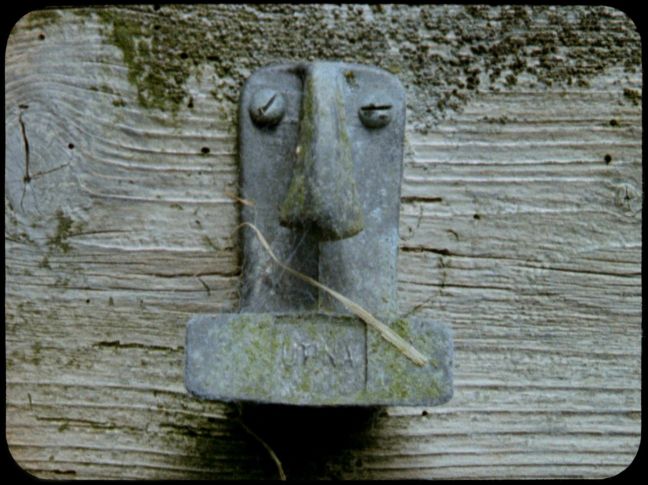 Ein Utina Haken in Holz geschraubt, wirkt wie ein Gesicht