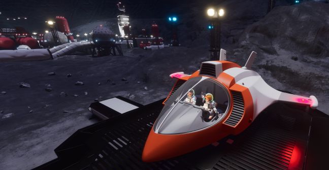 Das Spaceshuttle von Tom und Stella steht auf einem Landeplatz