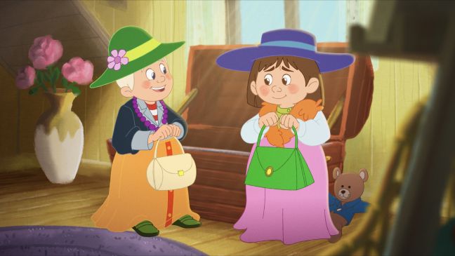 Lotte & Totte haben sich Damenklamotten angezogen