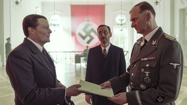 Arno Anthoni (Kari Hietalahti), head of the Finnish State Police, meets SS-Gruppenführer Heinrich Müller (Alexander Jagsch), head of the Gestapo, in Berlin. Their meeting seals the fate of Jewish refugees in Finland.
