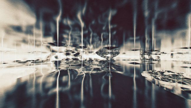 Eine abstrakte Spiegelung von runden Formen mit scharfen Kanten