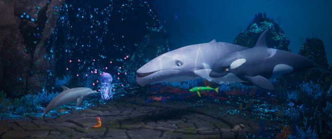 Wale, Quallen und weitere Meeresbewohner*innen unterhalten sich