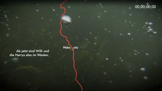 Die Wakenitz unter Wasser, darüber die Linie der innerdeutschen Grenze