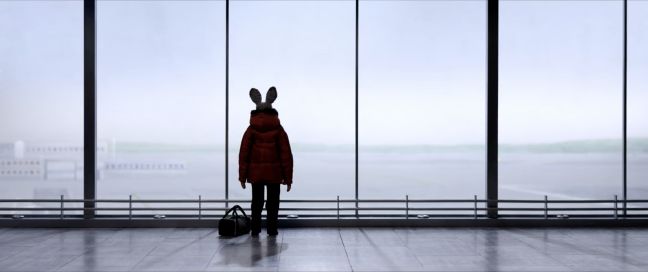 Silhouette, Hase schaut auf den Flughafen